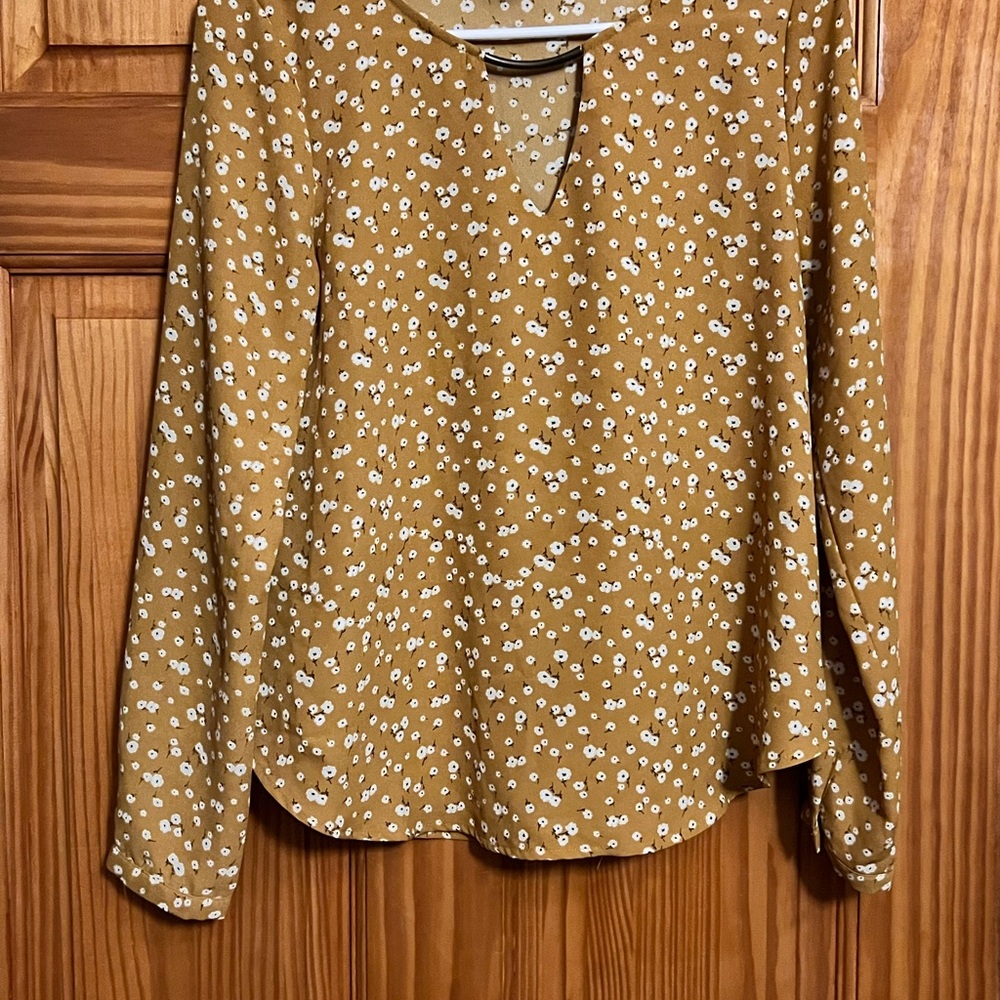 Forever 21 Mustard Floral Blouse